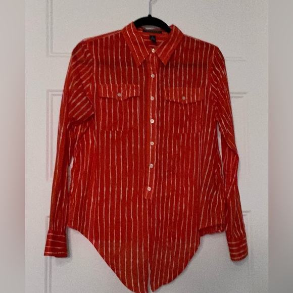 Ralph Lauren Striped Asymmetrical Cotton Blouse - Picture 6 of 8